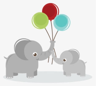 Elephants Holding Balloons Svg - Elephant With Balloons Clipart, HD Png Download, Transparent PNG