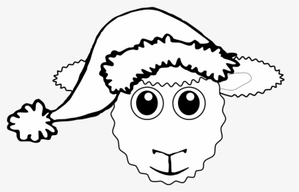Palomaironique Sheep Face Cartoon With Santa Hat Black - Clipart Black And White Pigs, HD Png Download, Transparent PNG