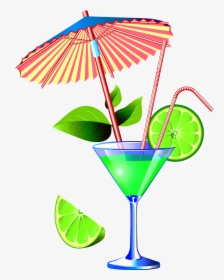 #mq #green #drink #umbrella #lime #leaf - Cocktail With Umbrella Clip Art Png, Transparent Png, Transparent PNG