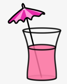 Cocktail, Beverage, Drink, Pink, Summer, Umbrella - Umbrella Drink Clipart, HD Png Download, Transparent PNG