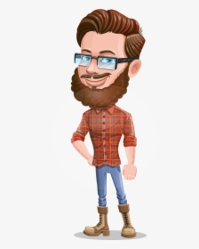 Cartoon Man Dressed As Lumberjack Vector Character - Cartoon Man With Beard  And Glasses, HD Png Download , Transparent Png Image - PNGitem