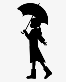 Girl With Umbrella - Silhouette Of A Girl Holding An Umbrella, HD Png Download, Transparent PNG
