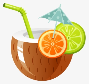 Clipart Umbrella Drink - Coconut Drink Clipart, HD Png Download, Transparent PNG