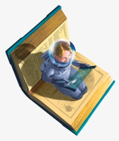 A Young Astronaut Sitting On An Open Book Filled With - Teen Summer Reading 2019, HD Png Download, Transparent PNG