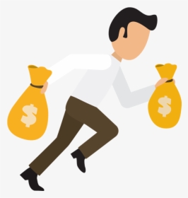 Cartoon Business Man Run With Money Bags 1designshop - Man With Money Bag Png, Transparent Png, Transparent PNG