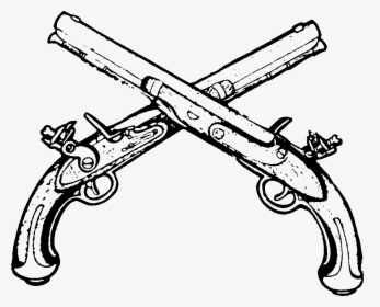 Clip Art Royalty Free Library Army Gun Pistol - Flintlock Pistol Drawing, HD Png Download, Transparent PNG