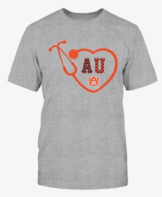 Auburn Tigers Heart Stethoscope Patterned Letters Shirt - Texas Longhorns Girls T Shirt, HD Png Download, Transparent PNG