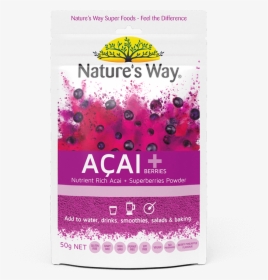 Nature S Way Superfoods Acai Berries 50g - Nature's Way Acai Powder, HD Png Download, Transparent PNG