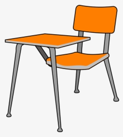 Desk, School, Chair, Classroom, Furniture, Sitting - School Desk Clipart, HD Png Download, Transparent PNG