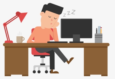 Cartoon Picture Of Man Sleeping At Desk Cartoon Free - Man With Computer Gif, HD Png Download, Transparent PNG