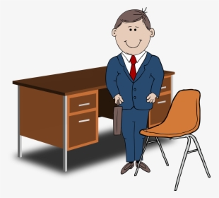Teacher / Manager Between Chair And Desk Clip Arts - Manager Clipart, HD Png Download, Transparent PNG