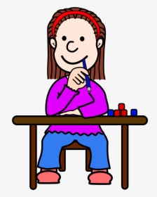 Comic Girl Tini At School Clip Arts - Student Thinking Cartoon No Background, HD Png Download, Transparent PNG