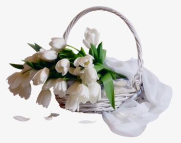 White Tulips Basket, HD Png Download, Transparent PNG