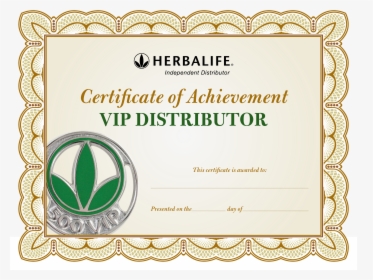 Distributor Certificate Of Achievement Main Image - Herbalife, HD Png Download, Transparent PNG
