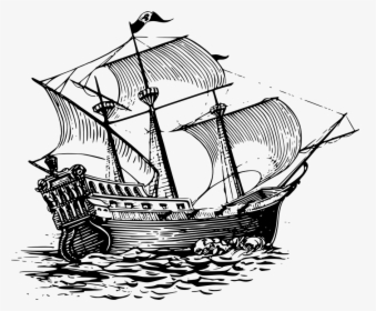 Barco Pirata @paganiimarcos - Sailing Ship Line Art, HD Png Download, Transparent PNG