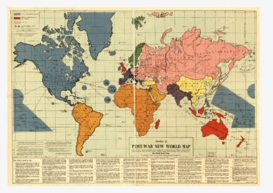 Gomberg's 1942 Outline Of The Post War New World Map, HD Png Download, Transparent PNG