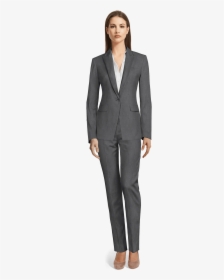 Black Wool Blend Pant Suit   	 	 Data-width - Tailleur Pantalon Femme Marron, HD Png Download, Transparent PNG