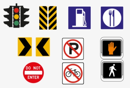 Vector Drawing Of Selection Of Traffic Road Signs In - Visual Communication Clipart, HD Png Download, Transparent PNG