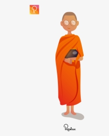 Khmer Monk Vector Illustration - Cartoon, HD Png Download, Transparent PNG