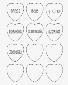 Candy Heart Coloring Sheets With 6 Free Printable Heart - Transparent Love Heart Sweet, HD Png Download, Transparent PNG
