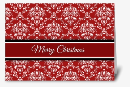 Merry Christmas Red Damask Greeting Card - Greeting Card, HD Png Download, Transparent PNG