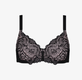 Enhanced Support Graphic Lace Bra Black & Pale Pink - Brassiere, HD Png Download, Transparent PNG