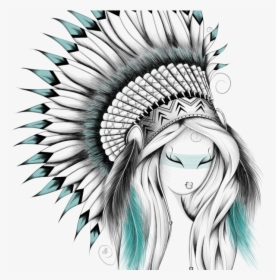 Women T Shirt By Loujah Se Or - Indian Headdress Drawing Step By Step, HD Png Download, Transparent PNG