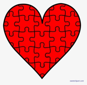 Valentines Symbols Puzzle Heart Clip Art - Heart With Puzzle Pieces, HD Png Download, Transparent PNG