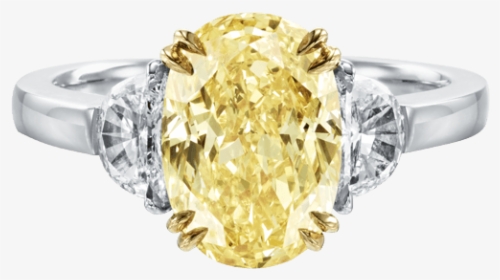 Classic Winston™, Oval-shaped Yellow Diamond Ring - Harry Winston Oval Yellow Diamond Engagement Ring, HD Png Download, Transparent PNG