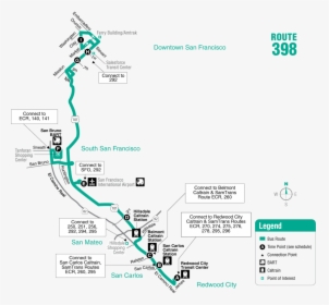 Route 398 Map - 398 Bus Route San Francisco, HD Png Download, Transparent PNG