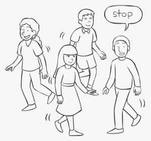 Four People Moving About An Area With One Person Saying - Walk And Stop Game, HD Png Download, Transparent PNG