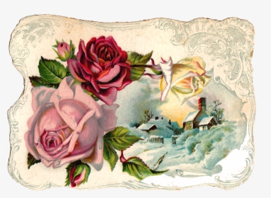 Pink Rose Corner Design - Free Png Vintage Flower, Transparent Png, Transparent PNG