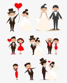 Cartoon Couple Clip Art Hand Drawn Bride - Wedding Cartoon Png, Transparent Png, Transparent PNG