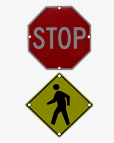 Ts40 Flashing Stop And Pedestrian Warning Combo Sign - The Ave Venice, HD Png Download, Transparent PNG