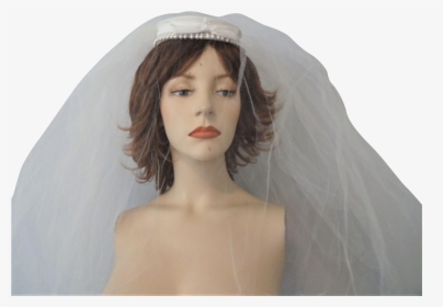 Vintage Wedding Veil Hat 1950s Faux Pearl Bow Satin - Headpiece, HD Png Download, Transparent PNG