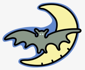 Vector Illustration Of Halloween Bat Flying In Moonlight, HD Png Download, Transparent PNG
