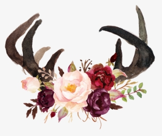 Antlers Headband Png - Watercolor Rustic Wedding Invitation, Transparent Png, Transparent PNG