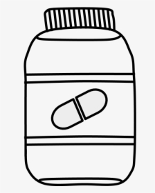 Pill, Vitamin, Medicine, Bottle, Black And White, HD Png Download, Transparent PNG