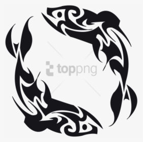 Free Png Double Koi Fish Tattoo Png Image With Transparent - Polynesian Tribal Fish Tattoo, Png Download, Transparent PNG