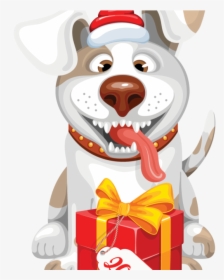 New Year Gift With Dog Vector - Happy New Year 3d, HD Png Download, Transparent PNG