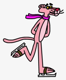 Pink Panther Doing Ice Skating By Marcospower - Pink Panther On Skates, HD Png Download, Transparent PNG