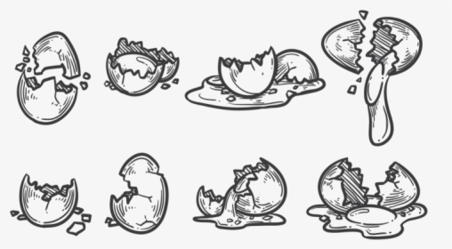 Broken Egg Icons Vector - Cartoon Cracked Egg Drawing, HD Png Download, Transparent PNG