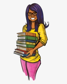 Transparent Cartoon Books Png - Librarian Drawing In Color, Png Download, Transparent PNG