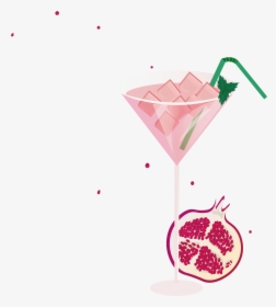 Cocktail Glass Smoothie Drink Red Pomegranate Transprent - Vector Graphics, HD Png Download, Transparent PNG