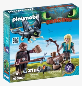 Playmobil Hiccup, Astrid And Baby Dragon Playset - Train Your Dragon Playmobil, HD Png Download, Transparent PNG