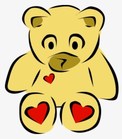 Transparent Yellow Teddy Bear Cartoon For Valentines - Teddy Bears With Hearts, HD Png Download, Transparent PNG