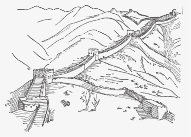 Hd Drawing Wall - Line Drawing Of Great Wall Of China, HD Png Download, Transparent PNG