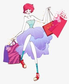 Woman Shopping Cartoon Illustration - Shopping Woman Logo Cartoons, HD Png Download, Transparent PNG