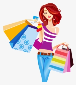 Fashon Shopping Png File - Girl With Shopping Bags Clipart, Transparent Png, Transparent PNG