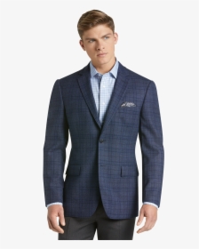 Blue Blazer For Men Png Free Pic - Jos A Bank Traveler Blue Plaid Suit, Transparent Png, Transparent PNG